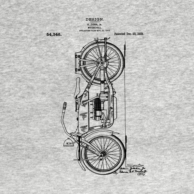 Motorcycle Patent Drawing 1919 by Joodls